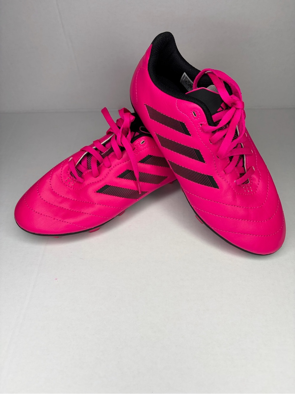 Adidas Youth Soccer Cleats Size 5 Pink Black Firm Ground Athletic Shoes